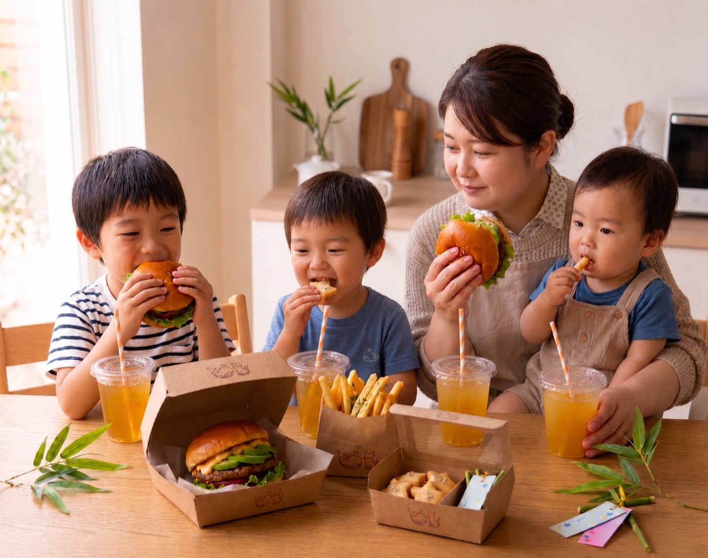 家族でのんびりくつろぐ様子